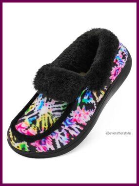 Fuzzy Fur Lined Wide Toe Mocc Boots Slip-On House Shoes